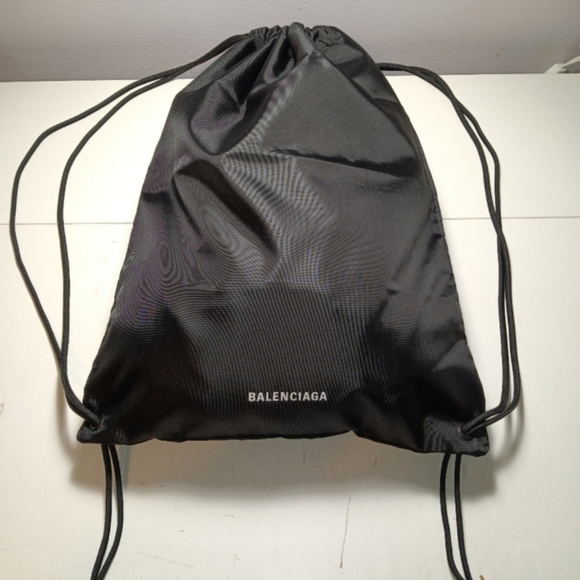 Balenciaga Bags New Balenciaga Drawstring Nylon Backpack Black With
